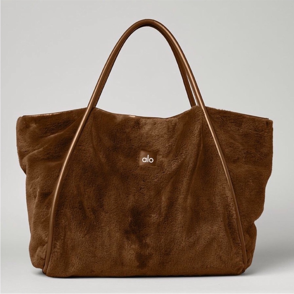 ALO Yoga Faux Fur Plush Brown Tote